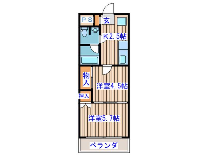 クレールコート(2K/4階)の間取り写真