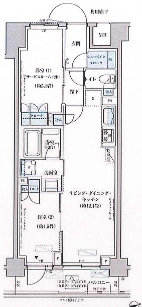 パークアクシス文京本郷(2LDK/7階)の間取り写真