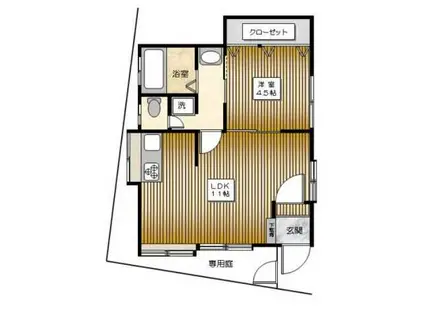 メゾン緑風(1LDK/1階)の間取り写真