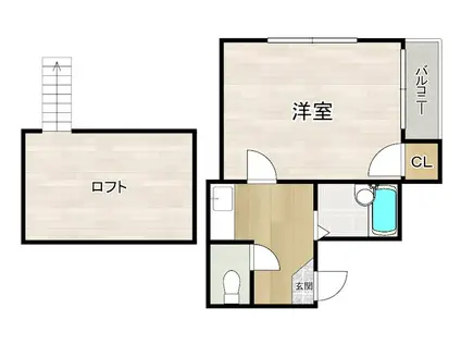 フレスコ博多(1K/2階)の間取り写真