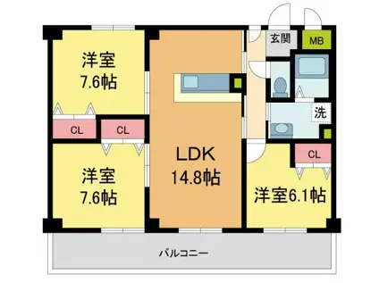 ハビタットセレッソIII(3LDK/4階)の間取り写真