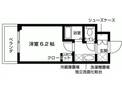 ウエリスアイビー門戸厄神(ワンルーム/2階)の間取り写真