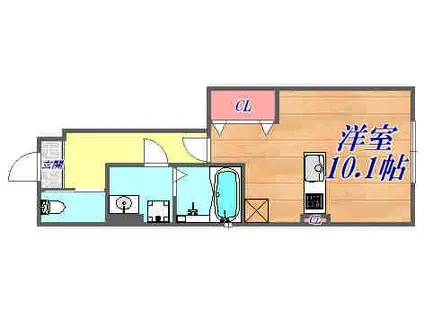 東園田ハイツ(1K/1階)の間取り写真