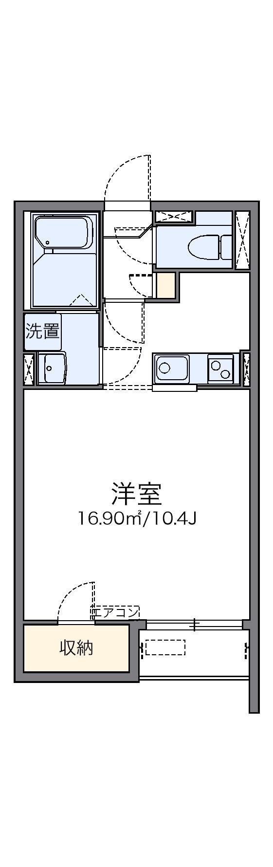 レオネクストFEEL(1K/2階)の間取り写真