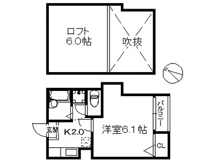 ポラリスCOZY別府 131(1K/2階)の間取り写真