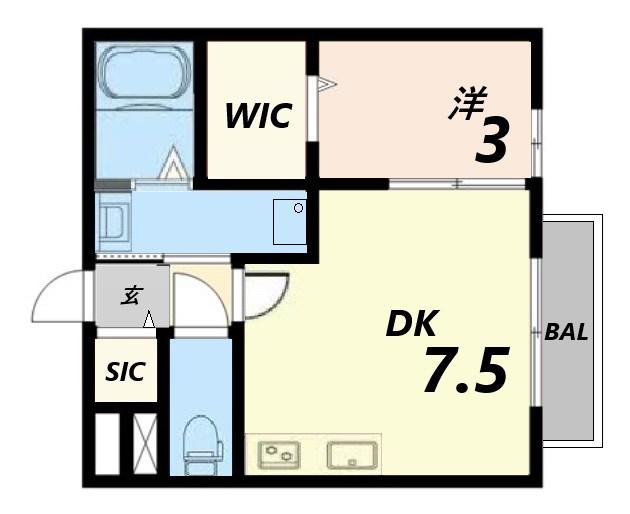 ララしらはま(1DK/1階)の間取り写真