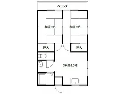 コーポ藤宮(2DK/2階)の間取り写真