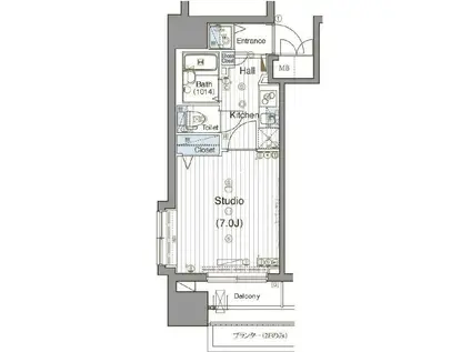 グランド・ガーラ神田(1K/5階)の間取り写真