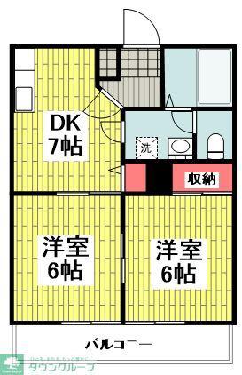 ディア柴田ガーデン(2DK/3階)の間取り写真