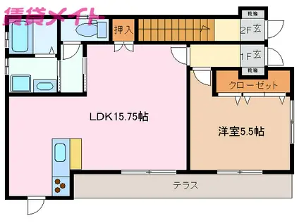 グランドハイツ(1LDK/1階)の間取り写真