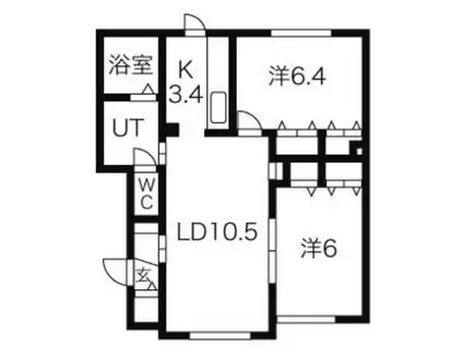 ハイネス新琴似II(2LDK/1階)の間取り写真