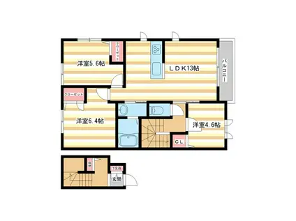 ラ・フェリシア(3LDK/2階)の間取り写真