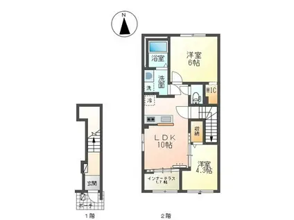宗吾3丁目 アパートIII期工事(2LDK/2階)の間取り写真