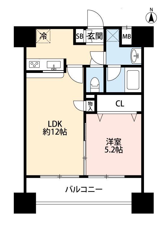フォーエス新町(1LDK/5階)の間取り写真