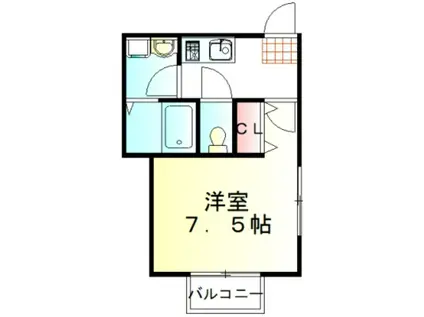 カーサ・ブランカ並木(1K/1階)の間取り写真