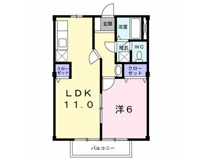シャルマン北島 A(1LDK/2階)の間取り写真