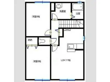 コンフォート高町I(2LDK/2階)の間取り写真