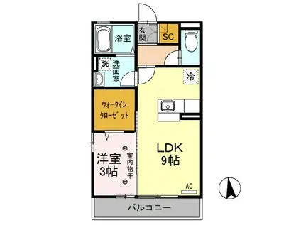 ライデンハイツII(1LDK/3階)の間取り写真