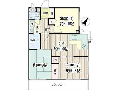 NICアーバンハイム戸塚(3DK/2階)の間取り写真