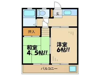 サンアザレア烏山(2K/1階)の間取り写真