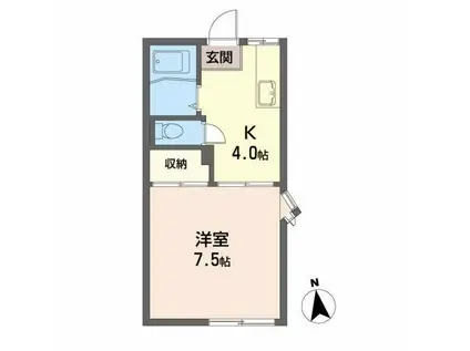 ドミールヒロ(1K/1階)の間取り写真