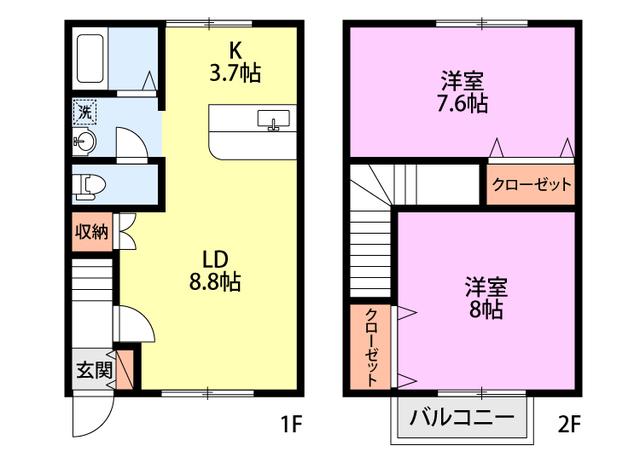 ハイランド白銀アネックス(2LDK/1階)の間取り写真