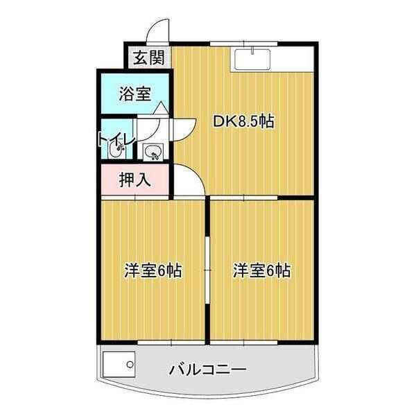 マンションとよかわ(2DK/3階)の間取り写真