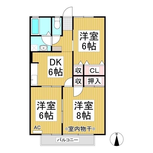 ジェッダハイツ(3DK/2階)の間取り写真