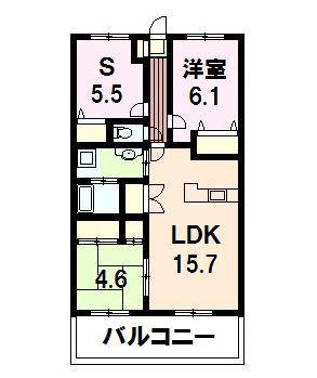 ポレスター東尾道駅前(3LDK/15階)の間取り写真