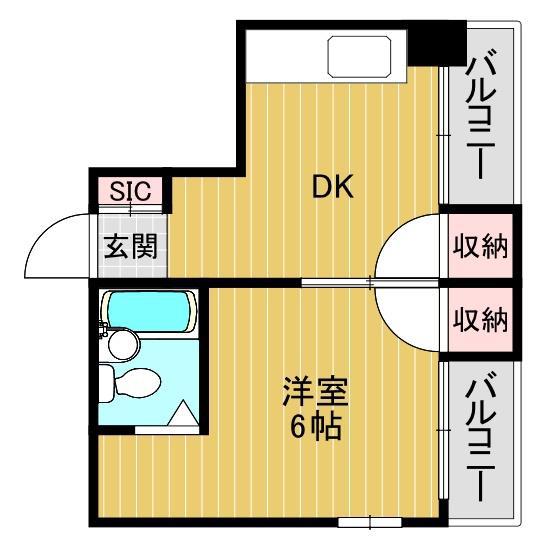 ラークハウス(1DK/2階)の間取り写真