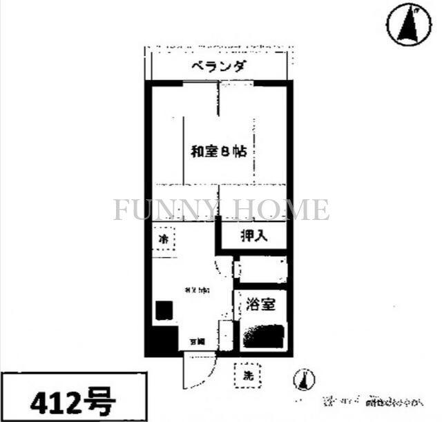 第三通南ビル(1K/4階)の間取り写真
