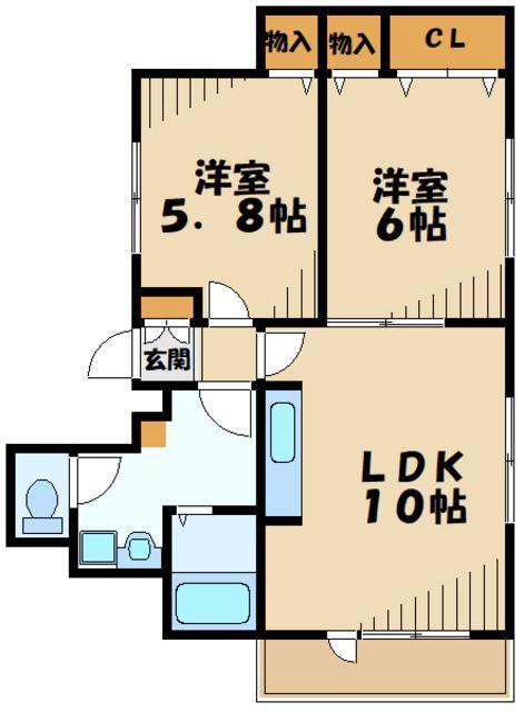 メゾンアムール(1SLDK/2階)の間取り写真