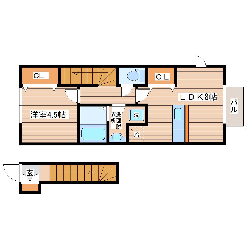 TERRACE太子堂(1LDK/2階)の間取り写真