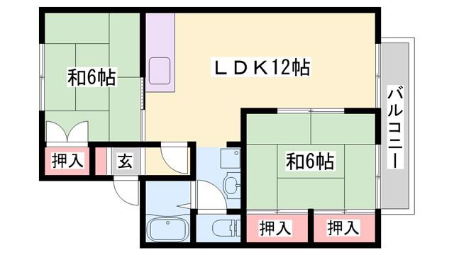ハートフル夢前II(2LDK/1階)の間取り写真