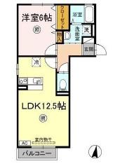 ディーバ B(1LDK/2階)の間取り写真