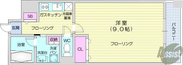 S-FORT榴岡公園(1K/4階)の間取り写真