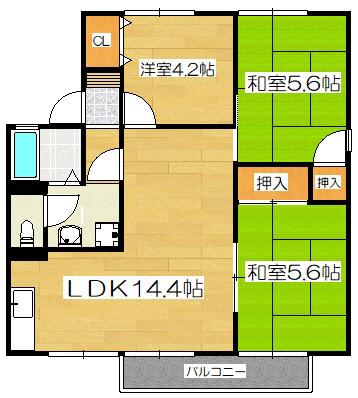 セジュール・ウィング A棟(3LDK/2階)の間取り写真