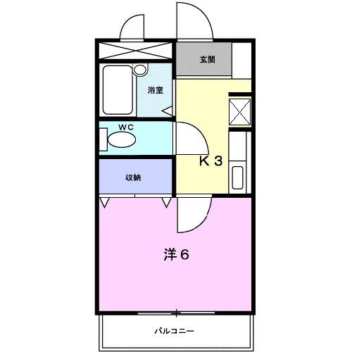 ラカーサ壱番館(1K/1階)の間取り写真