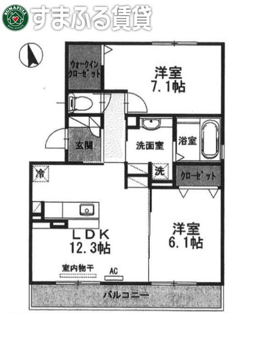 HIIRAGI鴨田町(2LDK/3階)の間取り写真