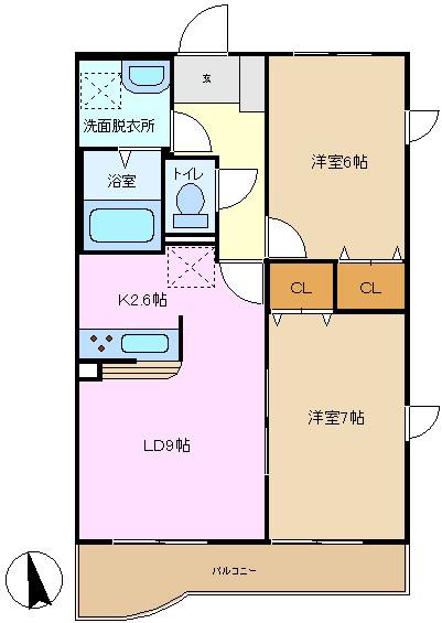 スカイコート(2LDK/1階)の間取り写真