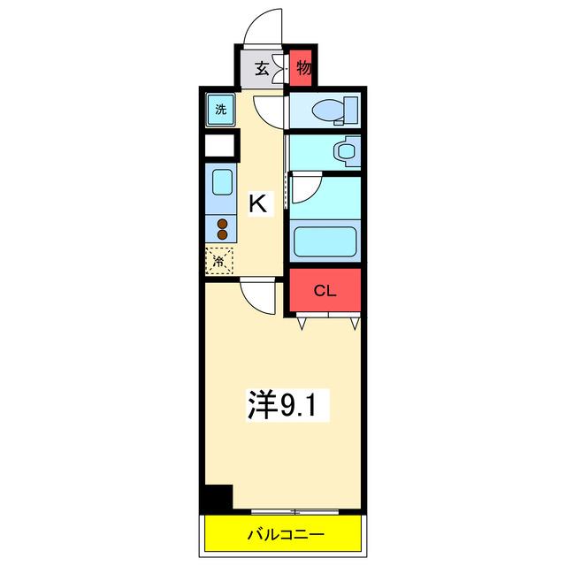 グレイスハイツ東中通(1K/2階)の間取り写真