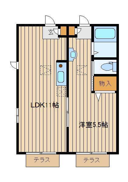 グランパーレ(1LDK/1階)の間取り写真