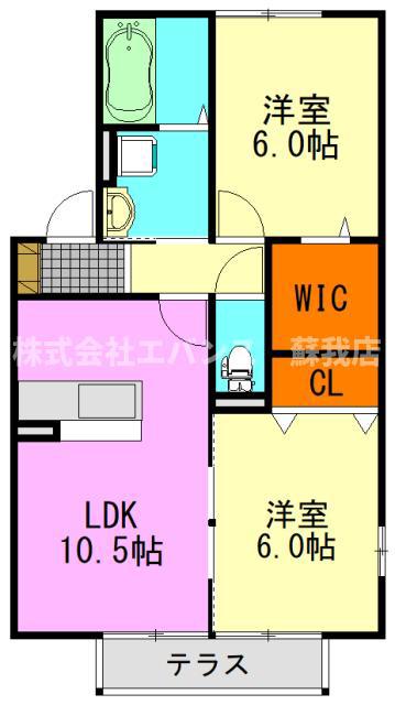 アヴァンセ八幡A(2LDK/1階)の間取り写真