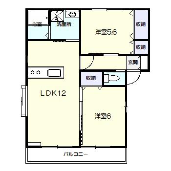 リアンB(2LDK/1階)の間取り写真
