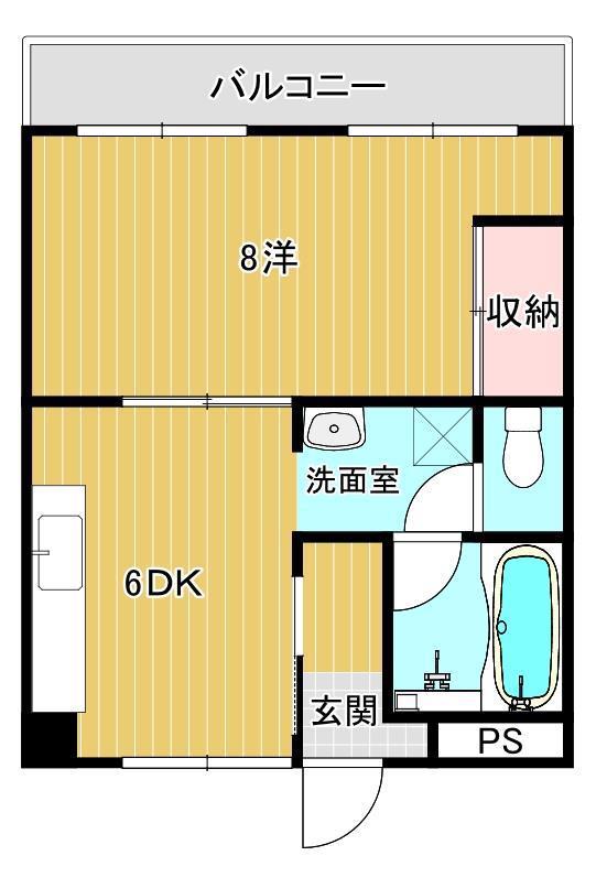 ブルーハイツ(1DK/6階)の間取り写真