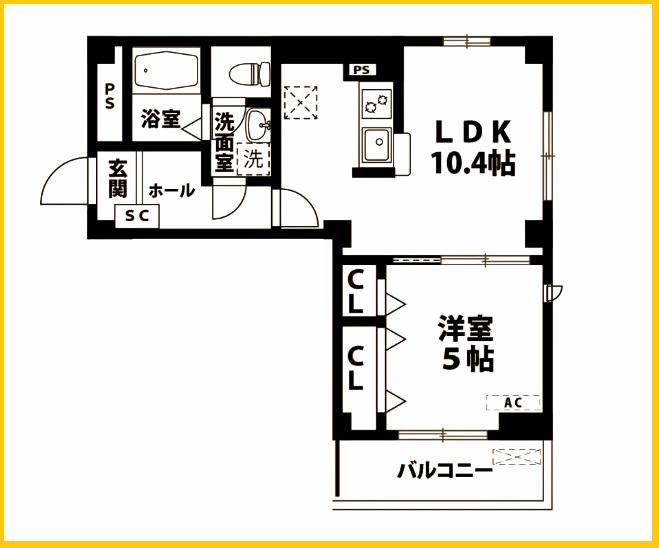 MERVERILLE(1LDK/1階)の間取り写真