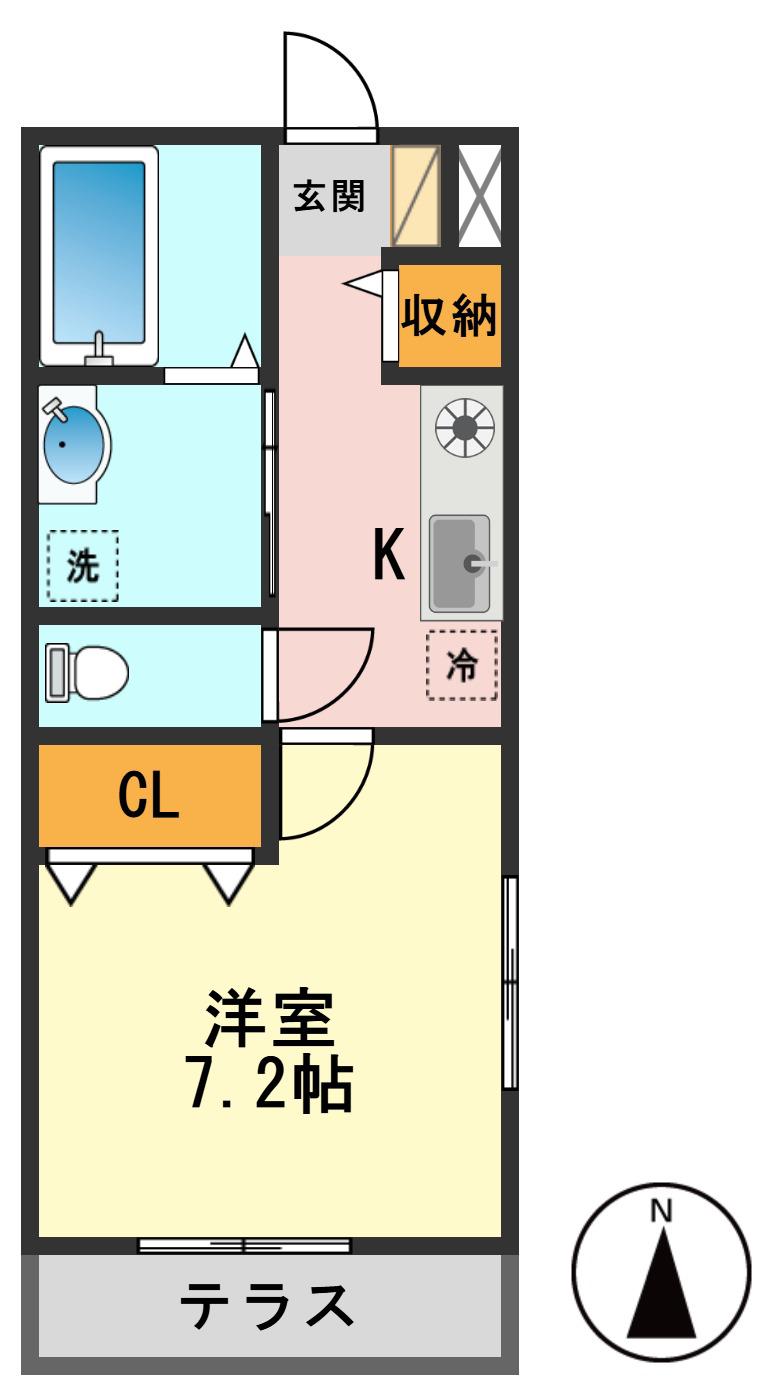 サニーセブン菖蒲月(1K/1階)の間取り写真