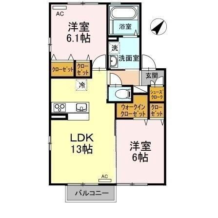 アトレ木徳 A棟(2LDK/2階)の間取り写真