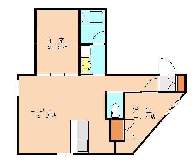 リーフ志免(2LDK/2階)の間取り写真