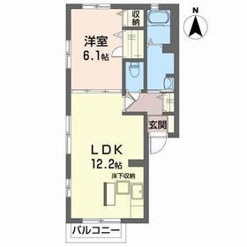 エタンアルブルA(1LDK/1階)の間取り写真